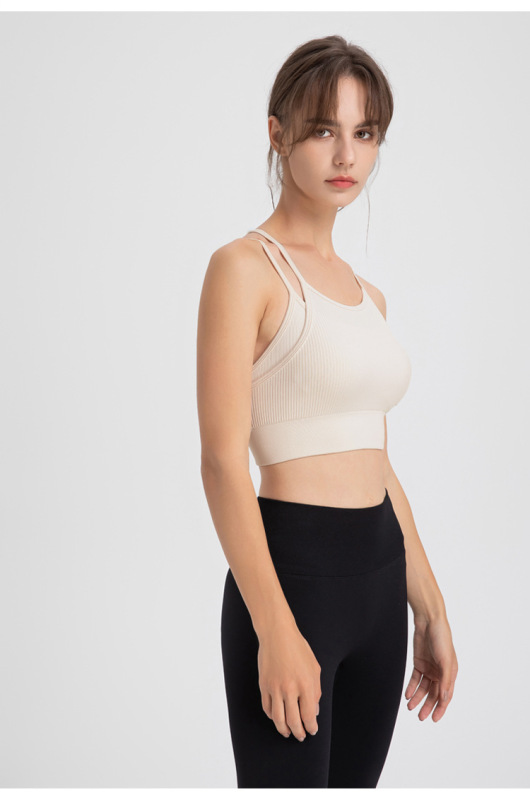 WXM5291--Thin shoulder straps, beautiful back, fake two-piece sports bra, yoga fitness wear, bra and vest all-in-one