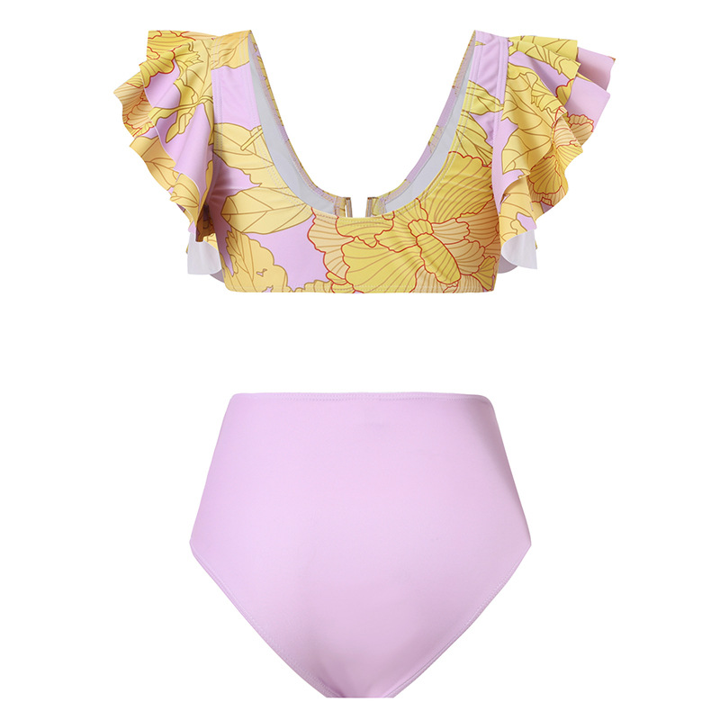 FC12--American and French retro printed one-piece swimsuit