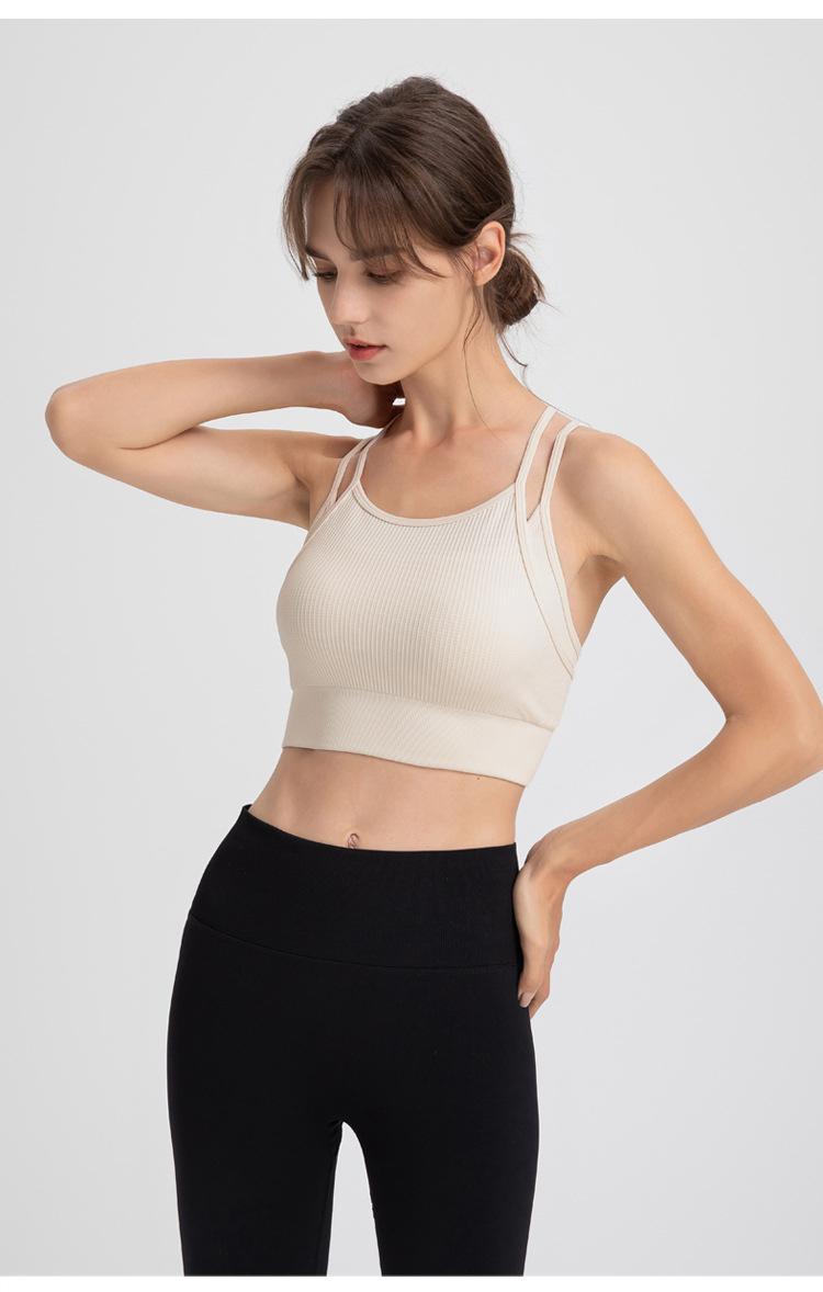 WXM5291--Thin shoulder straps, beautiful back, fake two-piece sports bra, yoga fitness wear, bra and vest all-in-one