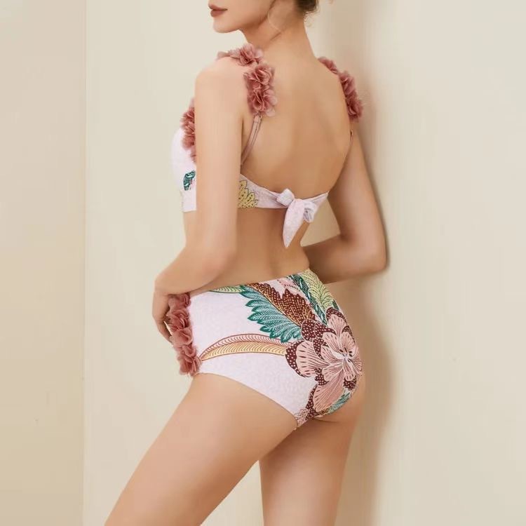 H3020--Printed underwire push-up fashion petal swimsuit