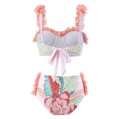 H3020--Printed underwire push-up fashion petal swimsuit