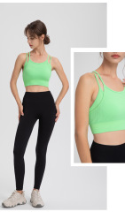 WXM5291--Thin shoulder straps, beautiful back, fake two-piece sports bra, yoga fitness wear, bra and vest all-in-one