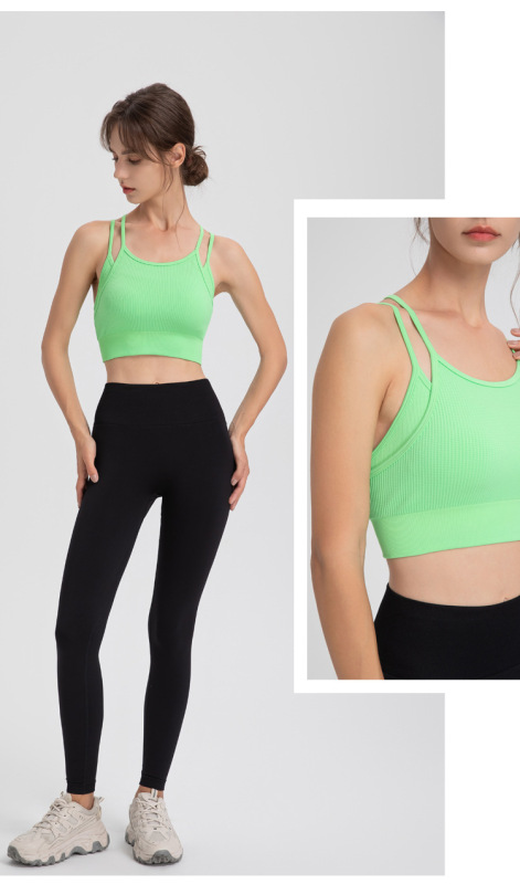 WXM5291--Thin shoulder straps, beautiful back, fake two-piece sports bra, yoga fitness wear, bra and vest all-in-one