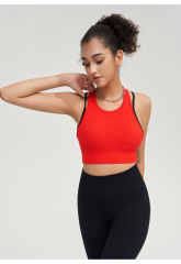 WX5357--Contrast Color Seamless Yoga Bra Fake Two-Piece Beautiful Back Fitness Wear Sports Vest One-Piece Women