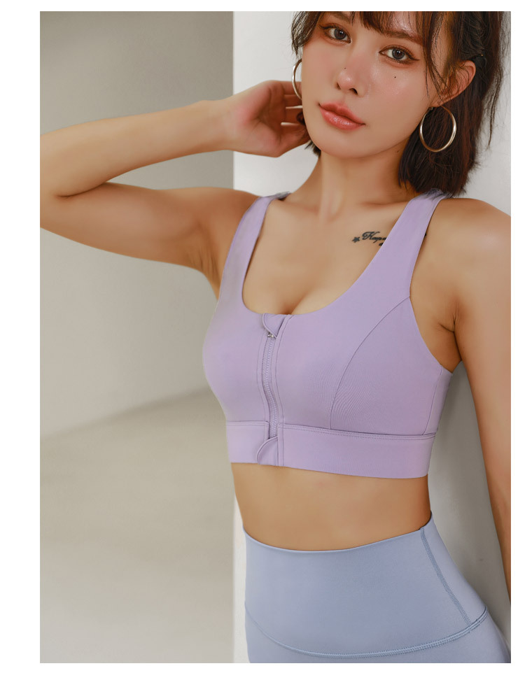 WXM183--High-strength shock-proof push-up sports bra running fitness wear yoga bra women's summer pre-zipper All-in-one cup