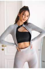 WT068--Sports zipper jacket running outdoor yoga fitness wear long-sleeved top