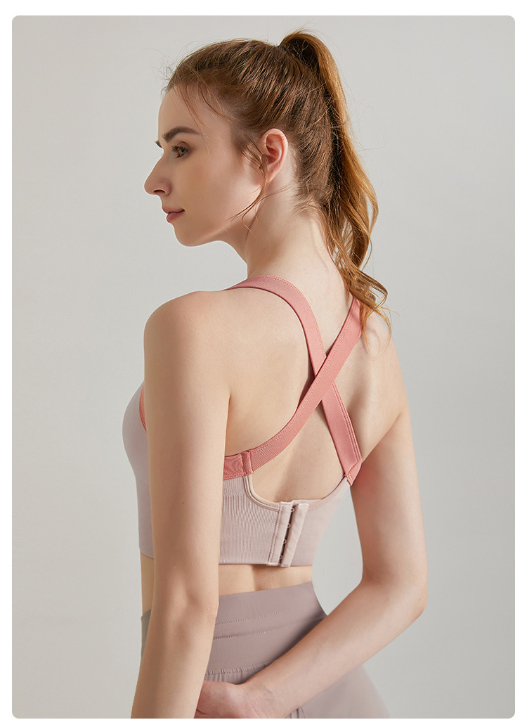 WXM681--Sports bra all-in-one shockproof back buckle fitness fixed cup outer wear running back beautiful quick-drying underwear