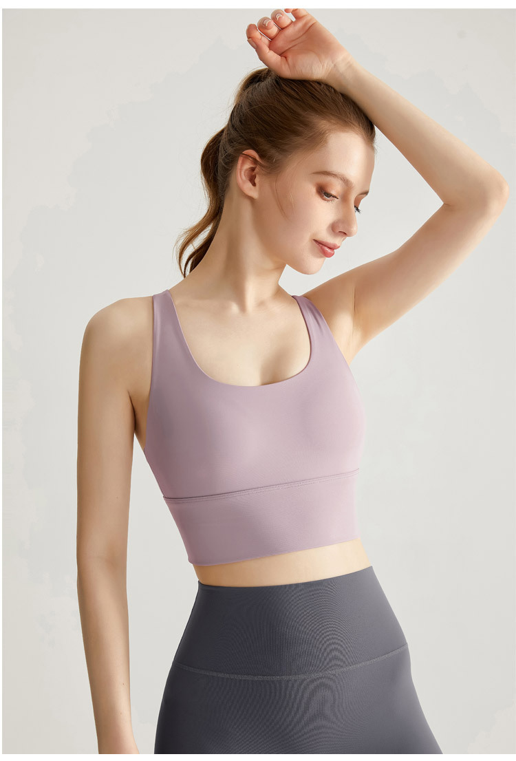 WXM238--High-intensity sports bra, fixed chest pad, beautiful back, fitness yoga wear, running bra, mid-length vest