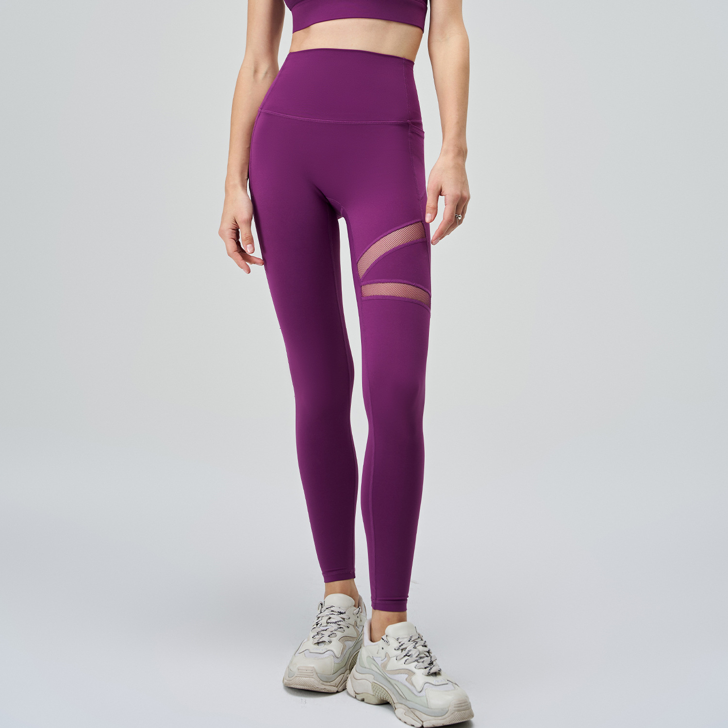 B-220--Nude Breathable Yoga Pants Women's Mesh Sports Pants Casual Tight Pants Women's High Waist Fitness Pants