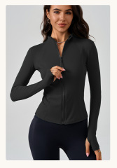 80053--Sports coat women's slimming zipper cardigan fitness yoga clothing nude quick-drying sportswear