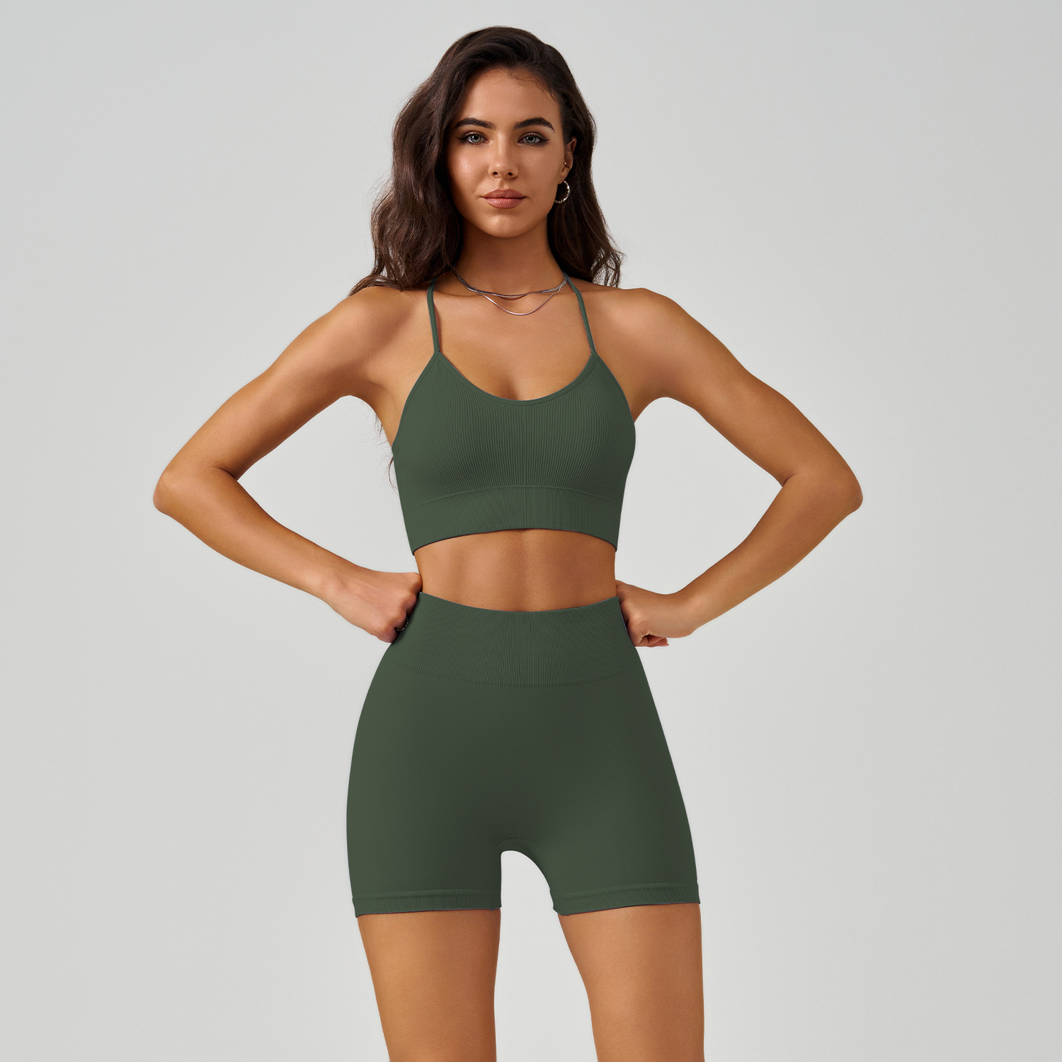 WX2408+DK3408--Cross back beauty yoga vest set