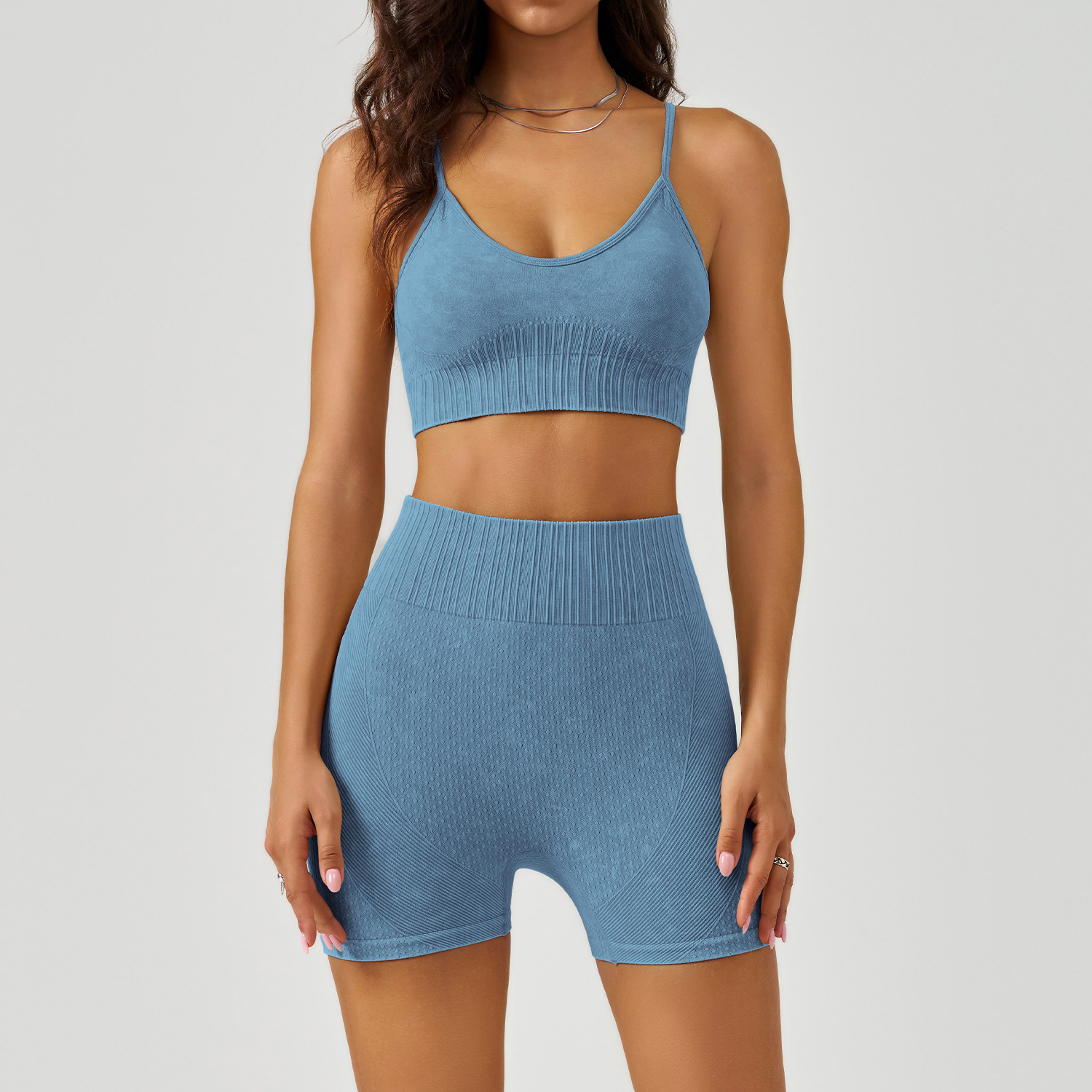 WX2407+DK3407--Frosted sports yoga clothing set