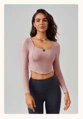 CX-095--Sports top long-sleeved running women's fitness yoga tight-fitting slimming navel exposed outer yoga wear