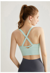 WXM238--High-intensity sports bra, fixed chest pad, beautiful back, fitness yoga wear, running bra, mid-length vest