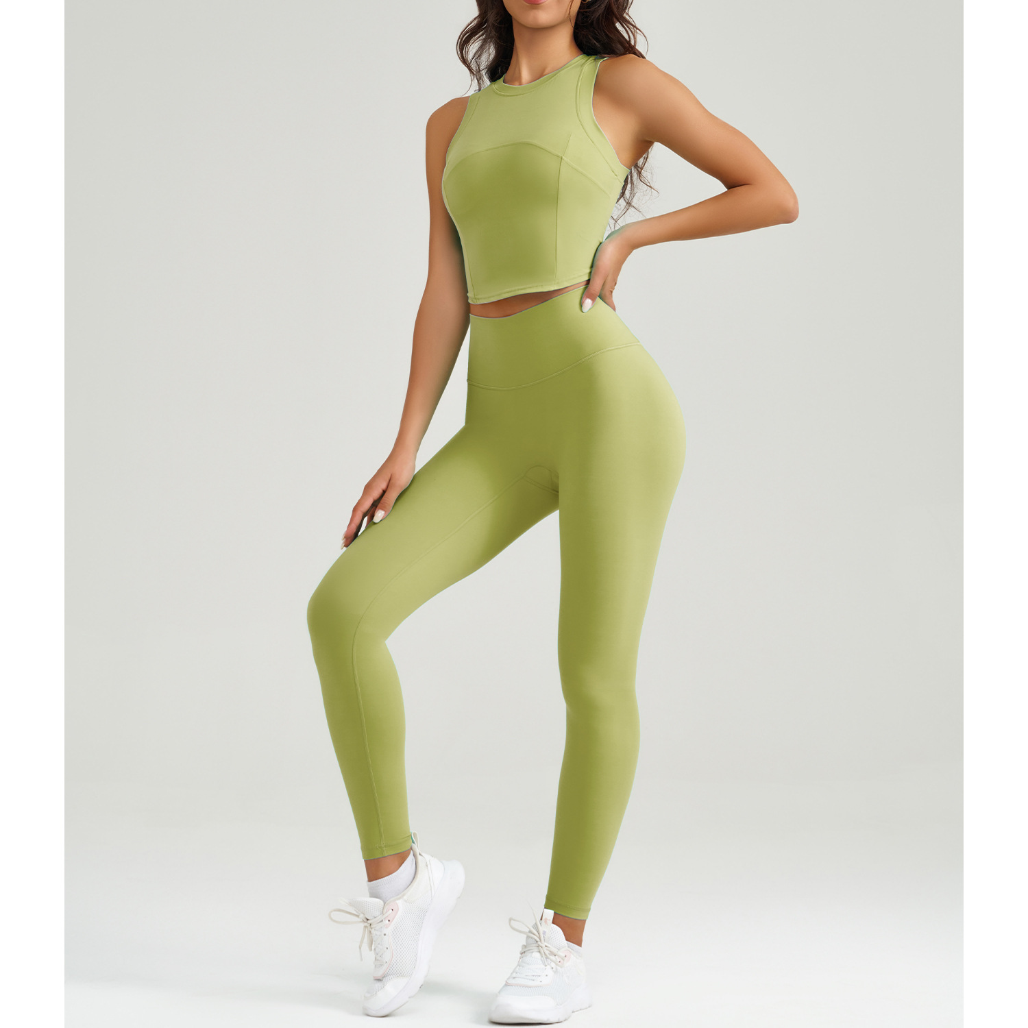 60147+2083--Sportswear set, high-end yoga wear, high-elastic fitness outer wear, fitness running two-piece set