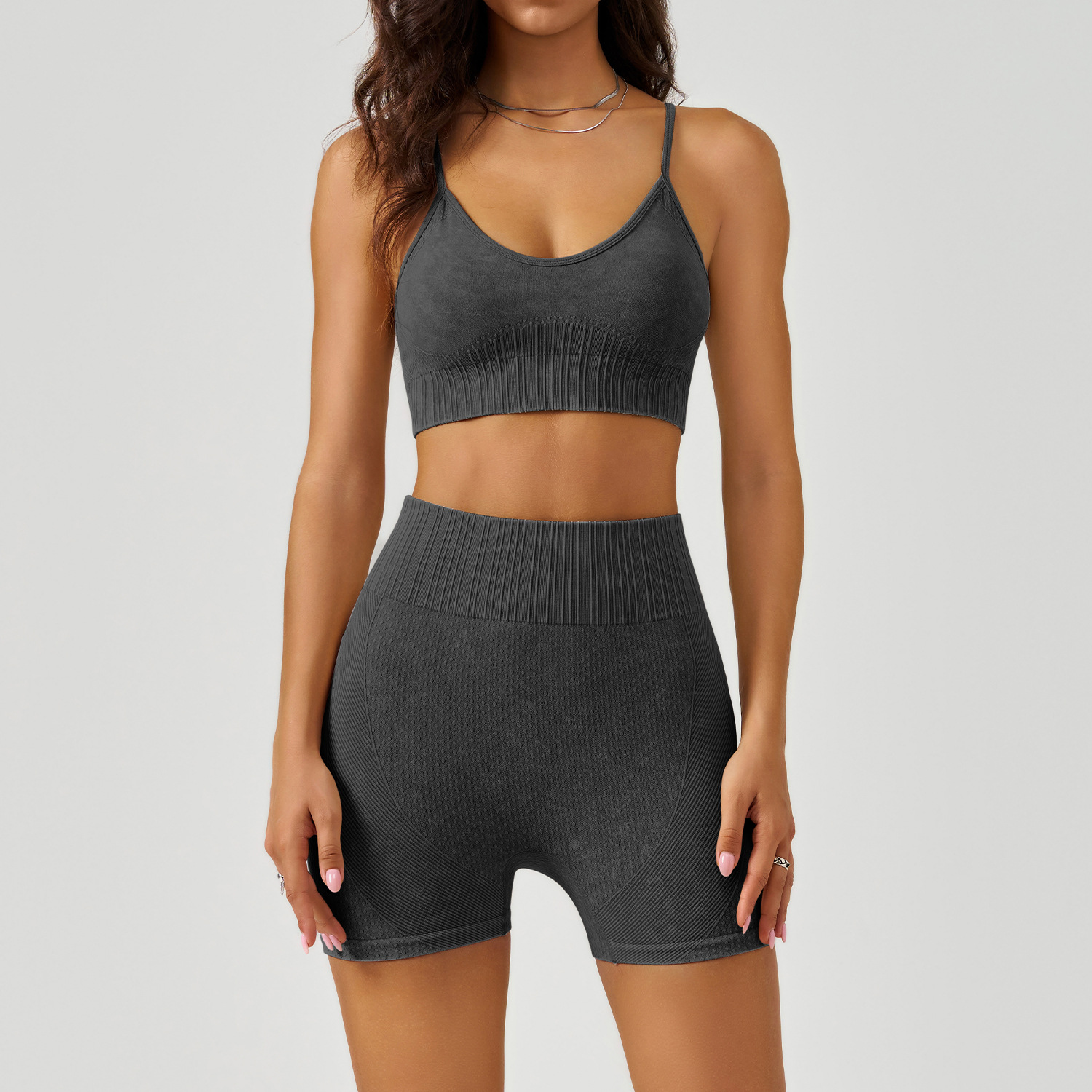 WX2407+DK3407--Frosted sports yoga clothing set