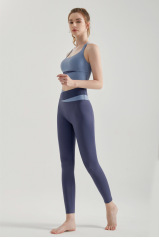 WXM167+CKM254--Contrast color yoga wear women's sports vest high strength shockproof fitness bra running yoga suit