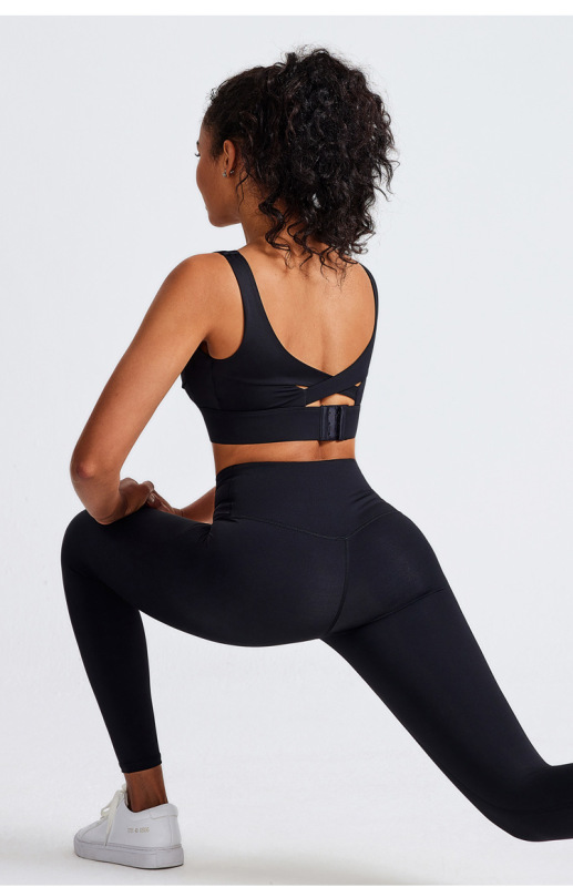 60062+2083--Shockproof back-beautiful bra, sports bra, high-waisted butt-lifting nude fitness pants, women's yoga clothing set
