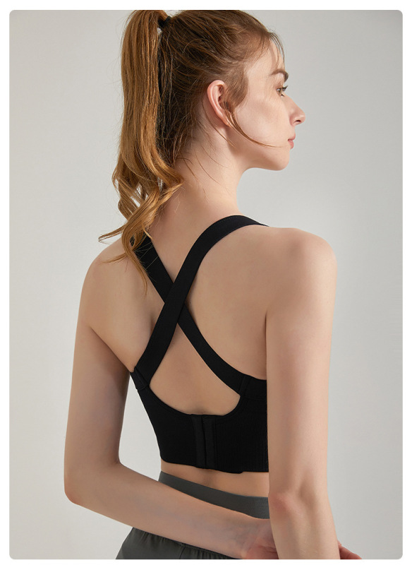WXM681--Sports bra all-in-one shockproof back buckle fitness fixed cup outer wear running back beautiful quick-drying underwear