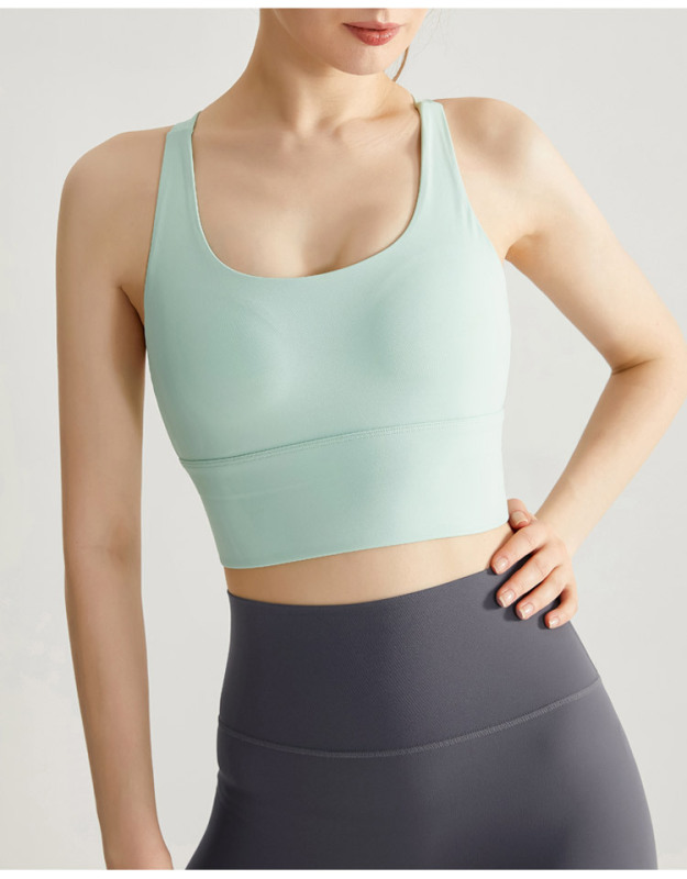 WXM238--High-intensity sports bra, fixed chest pad, beautiful back, fitness yoga wear, running bra, mid-length vest