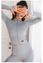 WT068--Sports zipper jacket running outdoor yoga fitness wear long-sleeved top
