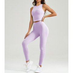 60147+2083--Sportswear set, high-end yoga wear, high-elastic fitness outer wear, fitness running two-piece set