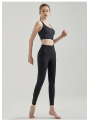 WXM167+CKM254--Contrast color yoga wear women's sports vest high strength shockproof fitness bra running yoga suit