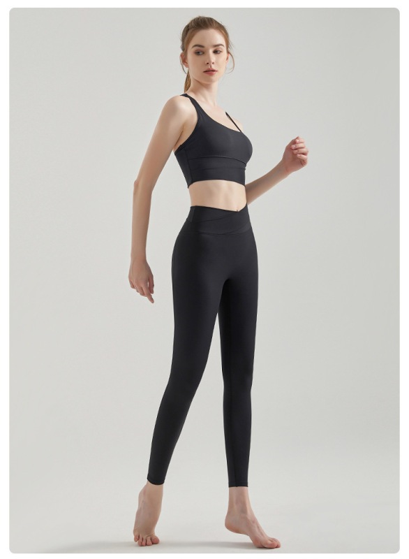 WXM167+CKM254--Contrast color yoga wear women's sports vest high strength shockproof fitness bra running yoga suit