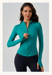 80053--Sports coat women's slimming zipper cardigan fitness yoga clothing nude quick-drying sportswear