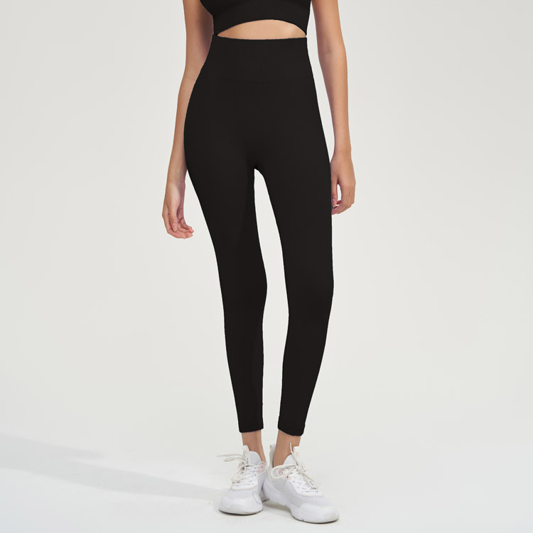 CKM9367--Seamless knitted yoga pants, tummy control, peach butt fitness leggings, no awkward line yoga wear