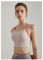WXM681--Sports bra all-in-one shockproof back buckle fitness fixed cup outer wear running back beautiful quick-drying underwear