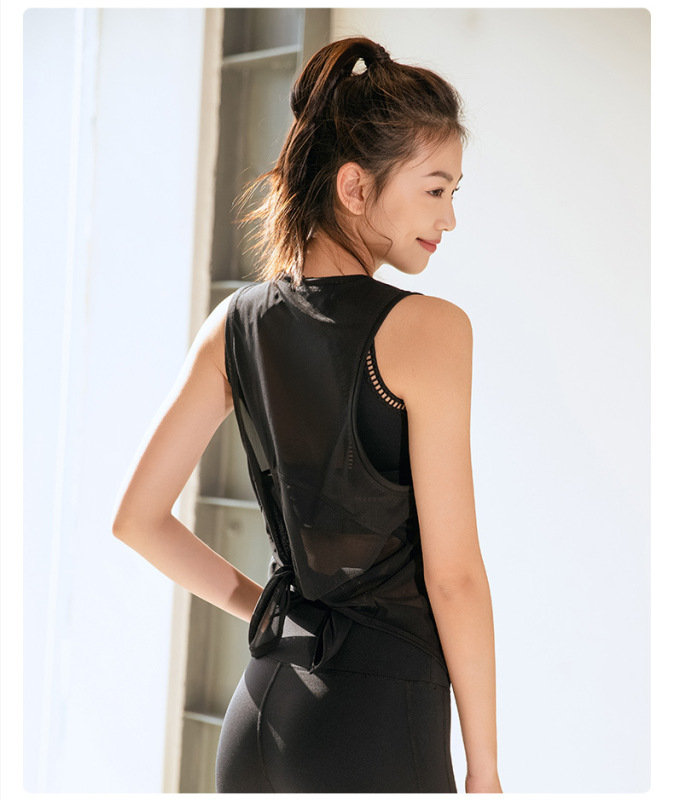 3021-1--Mesh breathable sports blouse for women running fitness quick-drying T-shirt sleeveless vest yoga top
