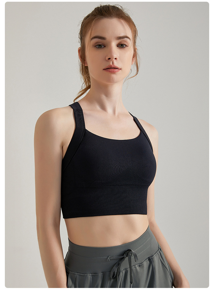 WXM681--Sports bra all-in-one shockproof back buckle fitness fixed cup outer wear running back beautiful quick-drying underwear