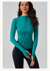 80053--Sports coat women's slimming zipper cardigan fitness yoga clothing nude quick-drying sportswear
