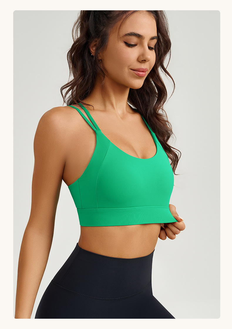 WX-345--Women's slim-strap sports bra, shock-absorbing and comfortable yoga wear, fitness bra, women's all-in-one cup