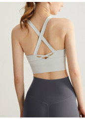 WXM238--High-intensity sports bra, fixed chest pad, beautiful back, fitness yoga wear, running bra, mid-length vest