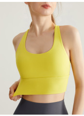 WXM238--High-intensity sports bra, fixed chest pad, beautiful back, fitness yoga wear, running bra, mid-length vest