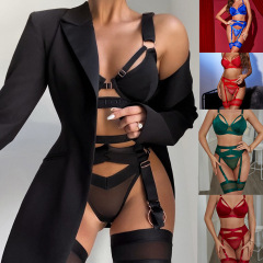 H0135—Sexy women's underwear garter straps body sculpting four-piece set with steel ring