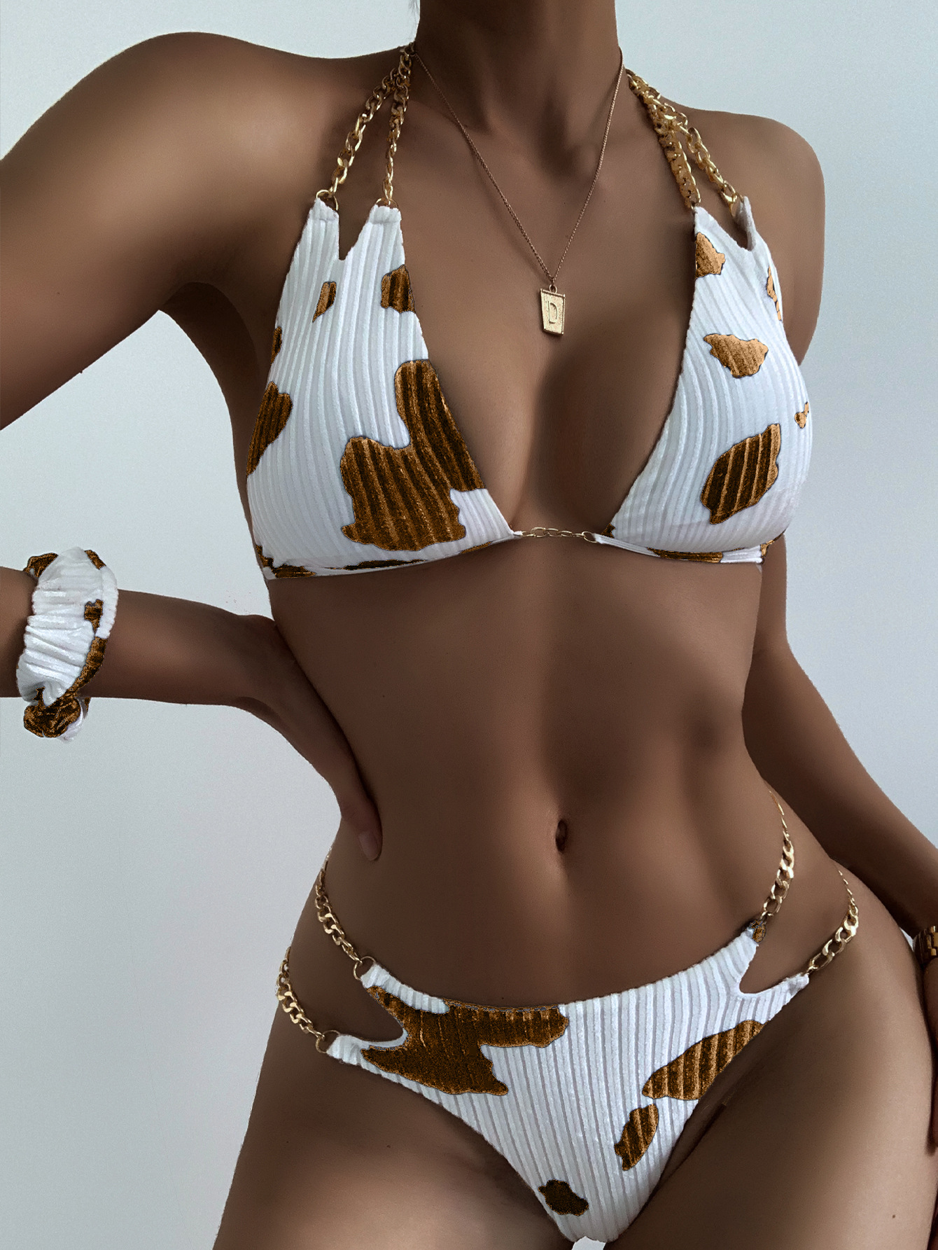 DY5106123--Bikini chain sexy backless split swimsuit