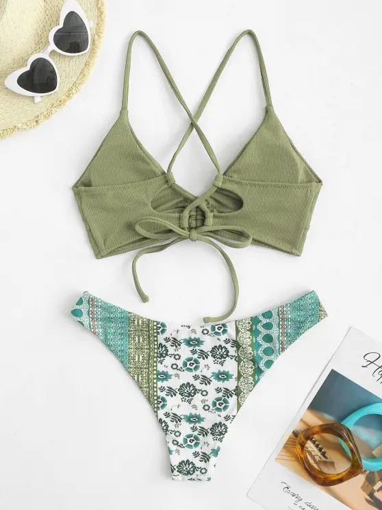 NDL2313--New Bikini Pit Strip Swimsuit Printed Swimsuit