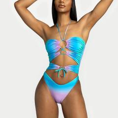 3058--gradient one piece swimsuit bikini