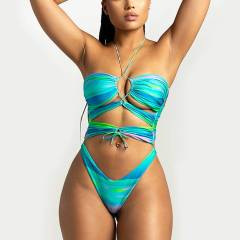 3058--gradient one piece swimsuit bikini