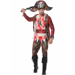 82337--Men's Pirates of the Caribbean Captain Costume Halloween COS Zombie Men's Pirate Costume