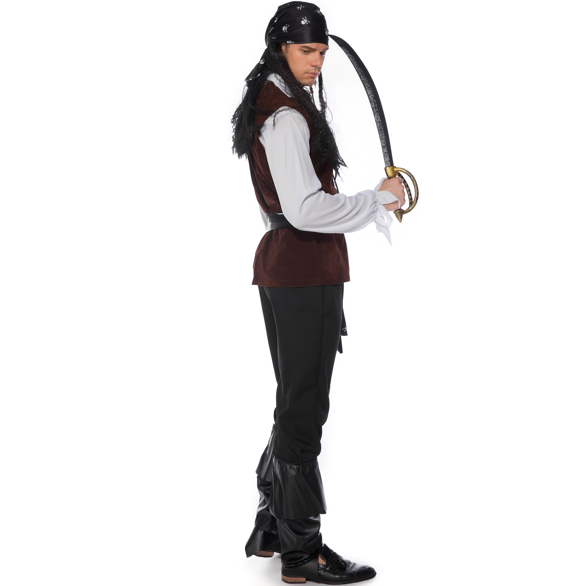 1823--New male pirate costume adult suit Halloween Pirates of the Caribbean costume