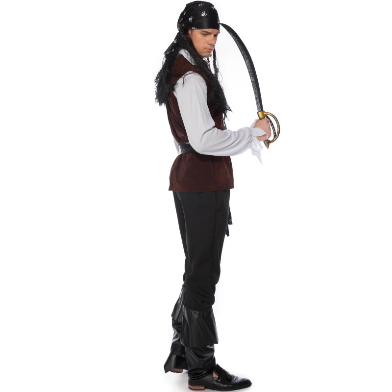 1823--New male pirate costume adult suit Halloween Pirates of the Caribbean costume
