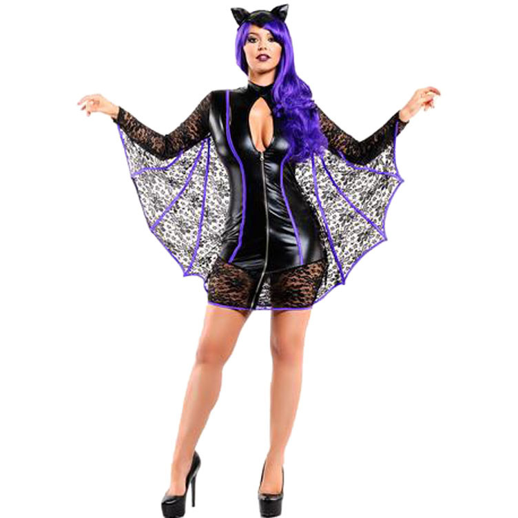 6898--Batwoman Costume Halloween Costume Batsuit Patent Leather Costume