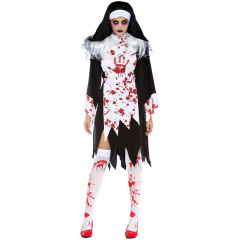 2888--Vampire zombie blood stained nun costume halloween costume