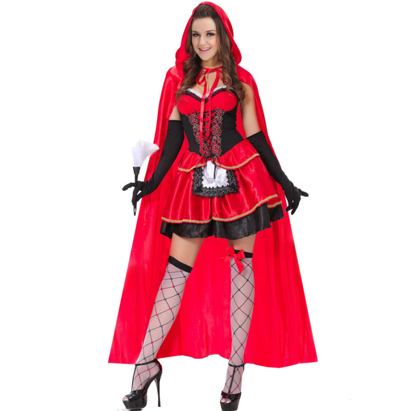 1705--Cloak Witch Little Red Riding Hood Costume Halloween Cloak Death Festival Costume