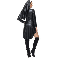 3401A--Halloween leather nun costume PU leather punk nun costume