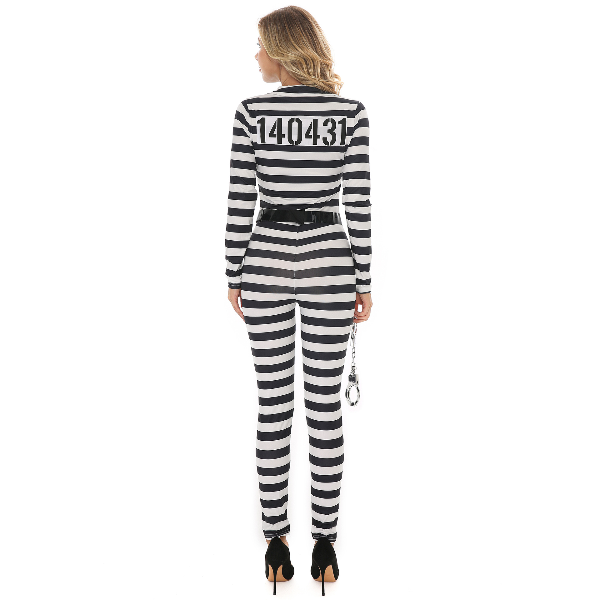 21245--Striped Female Captain Flight Stage Costume Halloween American Female Pilot Costume